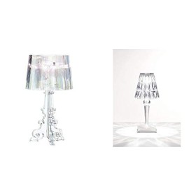 Kartell 09070/B4 Bourgie Lampada da Tavolo, Cristallo, Policarbonato & Battery Lampada da Tavolo, Cristallo