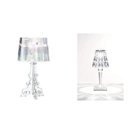Kartell 09070/B4 Bourgie Lampada da Tavolo, Cristallo, Policarbonato & Battery Lampada da Tavolo, Cristallo