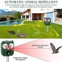 MOPOIN - Dissuasore per gatti, repellente a ultrasuoni, con luce solare e flash per giardino, impermeabile IPX44, 5 modalità re