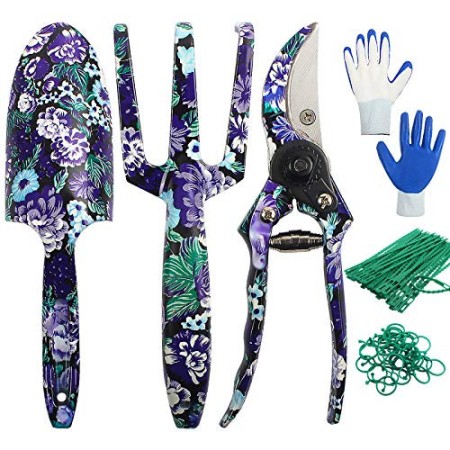 Ansoyi, set di attrezzi da giardino da 6 pezzi, attrezzi da giardinaggio in alluminio robusto con paletta manuale, paletta, guan