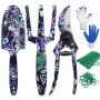 Ansoyi, set di attrezzi da giardino da 6 pezzi, attrezzi da giardinaggio in alluminio robusto con paletta manuale, paletta, guan