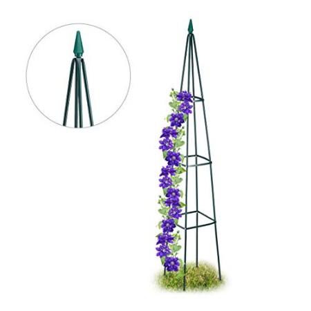 Relaxdays, Verde Scuro Graticolato Piramidale da Terra per Piante Rampicanti, Rose, Resistente, Altezza 192cm, in Ferro
