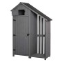 Outsunny Casetta Porta Attrezzi da Giardino in Legno di Abete Impermeabile con Ripiani e Legnaia, Grigia 129x51.5x180cm