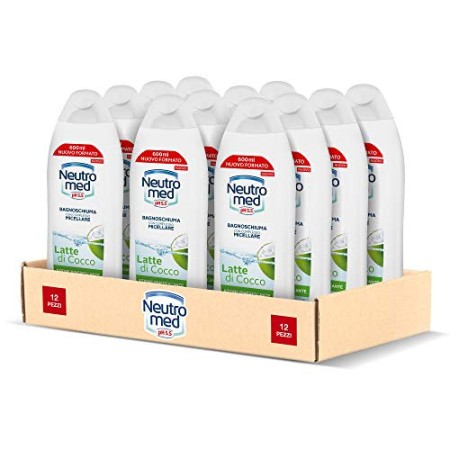 Neutromed Bagnoschiuma Corpo Micellare Idratante, Docciaschiuma Rinfrescante Latte di Cocco, 12 pezzi x 600 ml