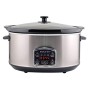 Beper BC.510 Slow Cooker, 280 W, 4.5 Litri, Ceramica Vetro, Nero e Acciaio