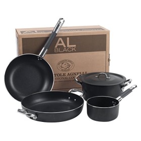 Pentole Agnelli ALSASETALBLACK4 All Black Set per 4 Persone, 3 mm, 5 Pezzi