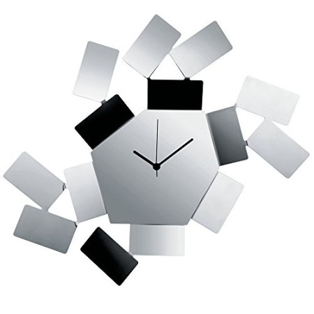 Alessi MT19 Orologio da Parete Analogico di Design in Acciaio Inossidabile 18/10, Argento, 46x33.5x6 cm