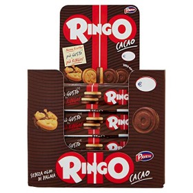 Pavesi Espositore Ringo, Biscotti Farciti con Crema al Gusto Cacao per Colazione o Gustoso Snack, senza Olio di Palma, Espositor