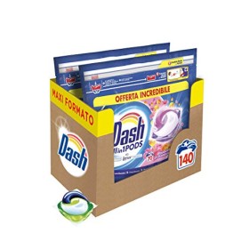 Dash All in 1 Pods Detersivo Lavatrice in Capsule, 140 Lavaggi (2 x 70), Primavera, Maxi Formato, Rimuove le Macchie, Brillantez