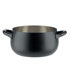 Alessi SG101/24 B Mami Casseruola a Due Manici in Acciaio Inossidabile 18/10 con Fondo in Acciaio Magnetico, Nero, ø 24 cm