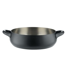 Alessi SG102/28 B Mami Casseruola Bassa a Due Manici in Acciaio Inossidabile 18/10 con Fondo in Acciaio Magnetico, Nero, ø 28 c