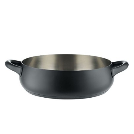Alessi SG102/28 B Mami Casseruola Bassa a Due Manici in Acciaio Inossidabile 18/10 con Fondo in Acciaio Magnetico, Nero, ø 28 c