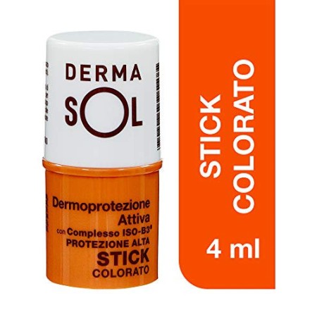 Dermasol Stick Solare Colorato ad Alta Protezione per Zone Sensibili come Labbra e Cicatrici Resistente all'Acqua - 150 Gr