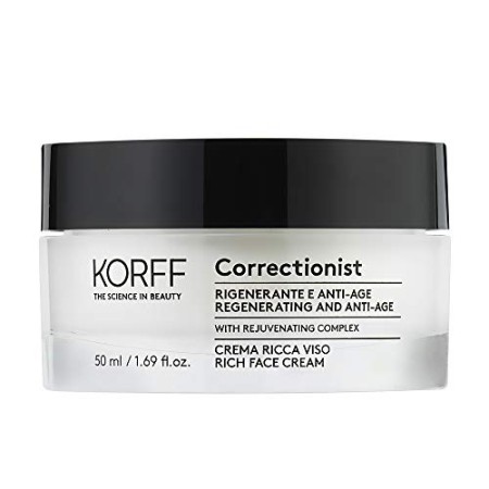 KORFF Crema Antirughe Ricca Viso, Formula Anti-age e Nutriente con Oli di Macadamia ed Argan per Pelli Secche e Sensibili, 50ml