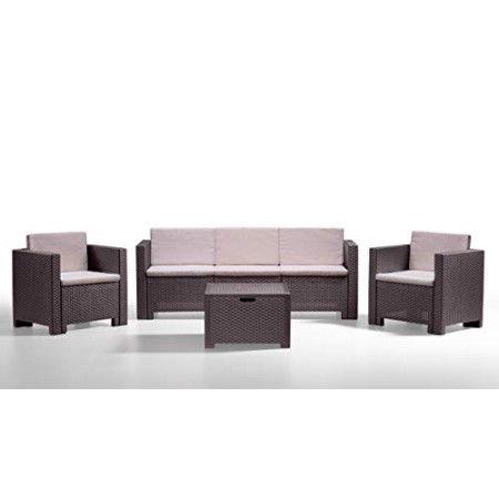 Bica 9018 Set Salottino Colorado 5 Posti 120 x 70 x 70 cm, Marrone, 336 x 336 x 64 cm