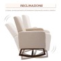 homcom Poltrona a Dondolo Imbottita, Design Vintage in Legno e Lino Beige per Interni, Ufficio, Soggiorno, 74x88x107cm