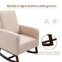 homcom Poltrona a Dondolo Imbottita, Design Vintage in Legno e Lino Beige per Interni, Ufficio, Soggiorno, 74x88x107cm