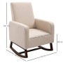 homcom Poltrona a Dondolo Imbottita, Design Vintage in Legno e Lino Beige per Interni, Ufficio, Soggiorno, 74x88x107cm