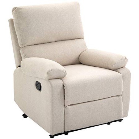 homcom Poltrona Relax Moderna per Soggiorno con Schienale Reclinabile Manuale in Tessuto Beige 79x92x97cm