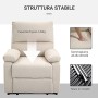 homcom Poltrona Relax Moderna per Soggiorno con Schienale Reclinabile Manuale in Tessuto Beige 79x92x97cm