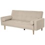 homcom Divano Letto 3 Posti con Schienale Regolabile su 3 Livelli, 2 Cuscini e Braccioli Rimovibili, Beige, 186x84x85cm
