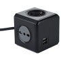 Electraline 62099 Multipresa Cubo Powercube 4 Posti con 2 USB 2.1A, 2 Schuko + Spina Italiana, 2 Bivalenti 10/16 Italiane, Color