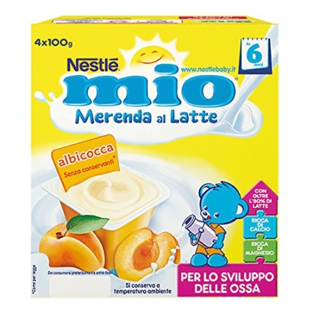 Nestlé Mio Merenda al Latte Albicocca, da 6 Mesi, 6 Confezioni da 4 Vasetti, 24 Vasetti