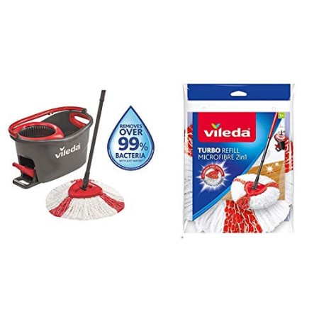 Vileda Turbo Sistema Lavapavimenti Rotante con 2 ricambi Fiocco Turbo