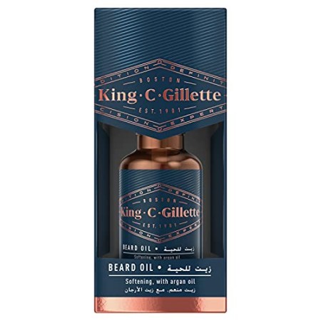 King C. Gillette Olio Barba Uomo, a base di oli vegetali di Argan, di Jojoba, d'avocado, di semi di macadamia e di mandorla, 30 