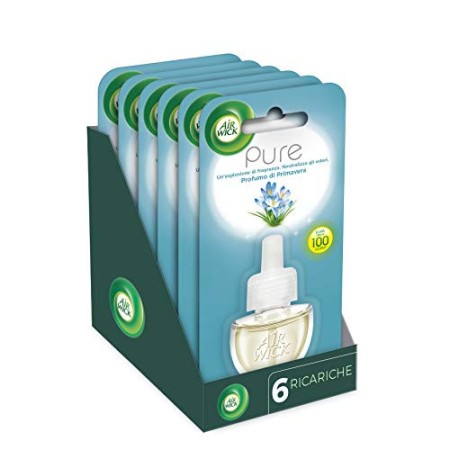 Airwick Ricariche per Diffusore di Oli Essenziali Elettrico, Confezione da 6 Ricariche, fragranza Pure Profumo di Primavera