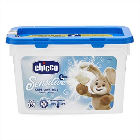 Chicco Sensitive Detersivo Dosato Lavatrice, Capsule, Standard, 16 Unità