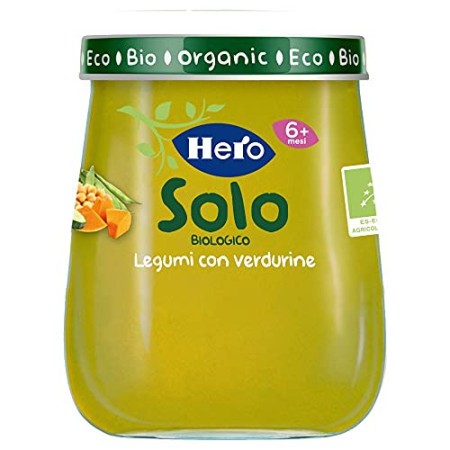 Hero Solo Omogeneizzati Legumi e Verdurine Bio, Cartone da 6 Vasetti x 120 Gr