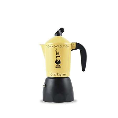 Bialetti Moka Orzo Express Caffettiera con Orziera, Alluminio, Giallo, 4 Tazze