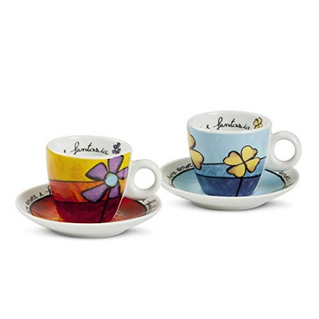 Egan PAF02/1S Set Tazze Caffe, Porcellana, Rosso/Celeste, 4 unità