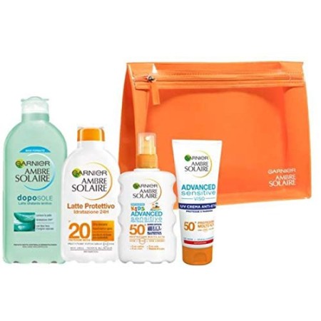 Garnier Ambre Solaire Pochette Solari Formato Famiglia, Protezione e Doposole per Adulti e Bambini, all'Interno di in una Pratic