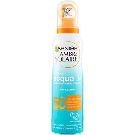 Garnier Ambre Solaire Crema Protezione Solare Acqua UV, Spray Nebulizzatore Protettivo Rinfrescante, IP50, 200 ml, Confezione da