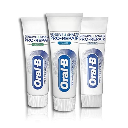 Oral-B Professional Gengive & Smalto Pro-Repair Classico Dentifricio, 75 ml + Sbiancante Delicato Dentifricio, 75 ml + Extra Fre
