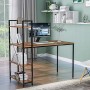 Scrivania per computer con 4 ripiani – Tavolo studio per studenti con libreria, moderna scrivania in legno con telaio in accia