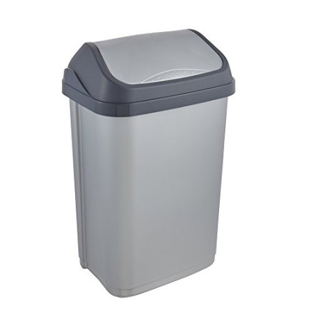 keeeper Pattumiera con Coperchio Basculante, 25 L, Swantje, Argentato