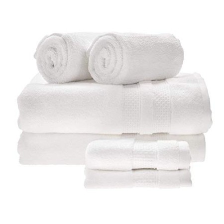 iDesign Spa 6, Morbido Asciugamani in Cotone al 100%, Set di Teli da Bagno con 2 esemplari per Ogni Misura, Bianco, Grandi 137,0