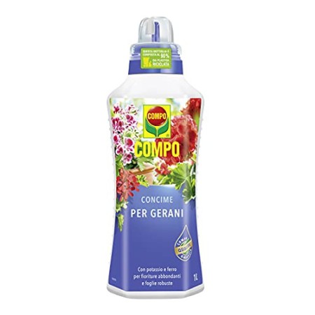 COMPO Concime per Gerani, Liquido, Per fioriture magnifiche e foglie robuste, 1 l
