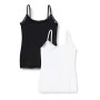 Marchio Amazon - Iris & Lilly Canotta con Pizzo Body Natural Donna, Pacco da 2, Multicolore (White/Black), S, Label: S