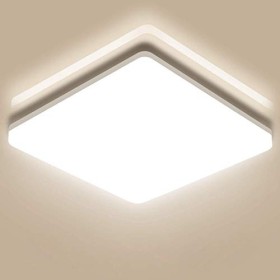 Oeegoo 24W LED Plafoniera, Lampada da soffitto quadrata IP44 Impermeabile Illuminazione 2050LM LED Lampada per Soggiorno Sala da