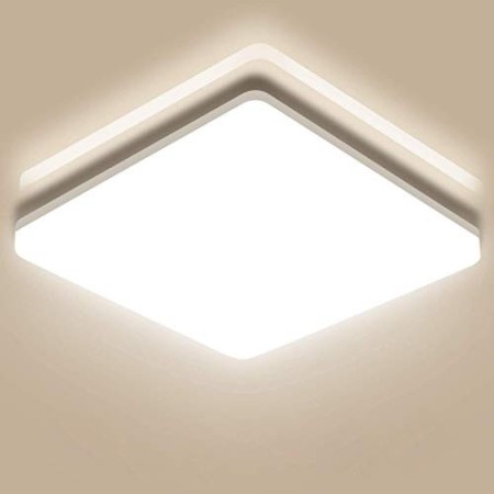 Oeegoo 24W LED Plafoniera, Lampada da soffitto quadrata IP44 Impermeabile Illuminazione 2050LM LED Lampada per Soggiorno Sala da