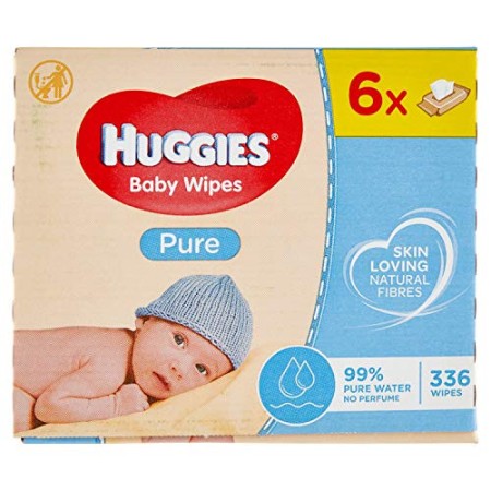 Huggies Pure Salviette Umidificate per Bambini, 6 Pacchi da 56 Pezzi, 1840 gr