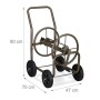 Relaxdays Carrello Avvolgitubo XL, Carrellino Mobile in Metallo, 2x Attacchi da 3/4 Pollici, Tubi Lunghi 60 cm, Marrone