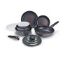 Lagostina Ingenio Essential Batteria di Pentole, 2 x Manico amovibile, Alluminio, 14 Pezzi, Nero