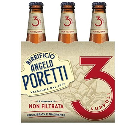 Birrificio Angelo Poretti Birra 3 Luppoli Non Filtrata -24 bottiglie da 330 ml