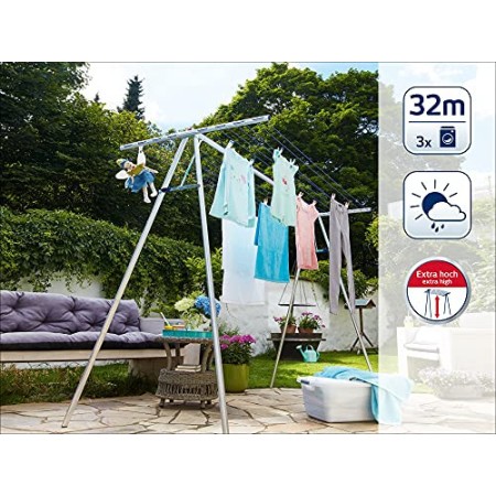 Leifheit 72705 Alustar Stendibiancheria, Metallo, Bianco, 32 m