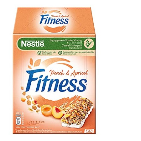 FITNESS Peach & Apricot Barrette di Cereali con Albicocche e Pesche, 8 Confezioni da 6 Barrette
